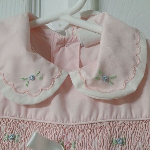 Petit ami  vintage smocked pink  short sleeve romper Sz 3M - Picture 5 of 8
